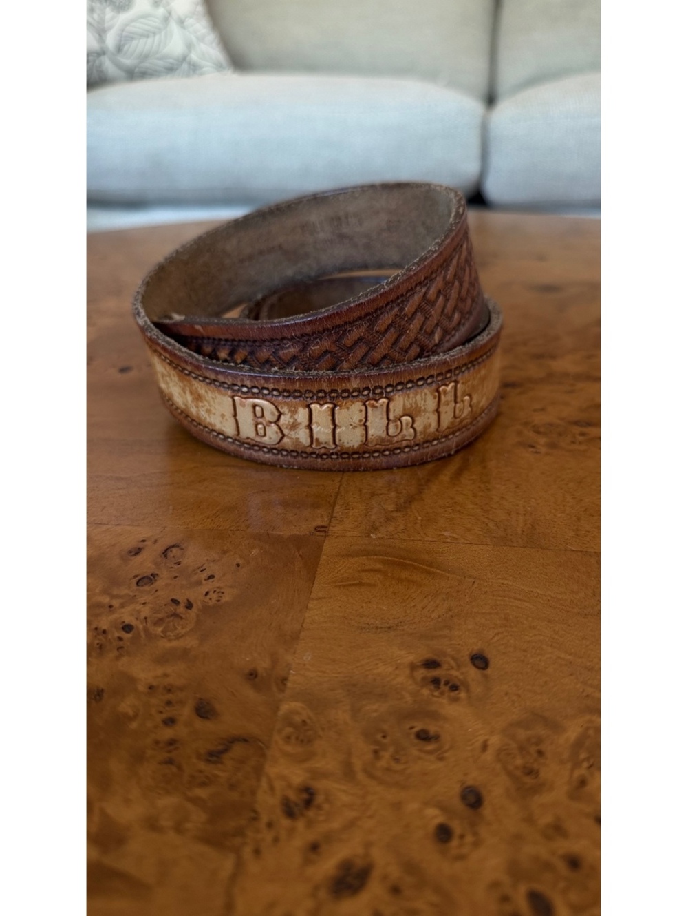 Vintage Bill Leather Brown Tooled Belt